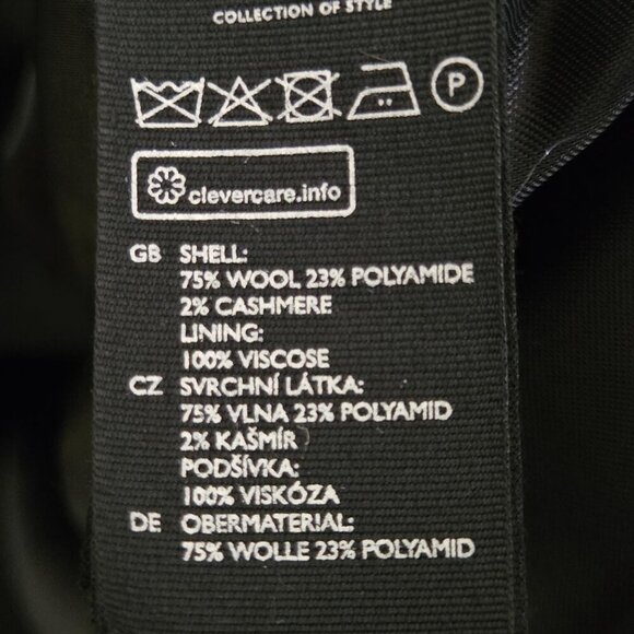 COS Black Wool Cashmere Short Sleeve Midi Coat Dress Belted Hidden Button Size M - Picture 8 of 10